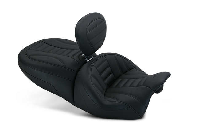 Standard Touring Forward Deluxe One-Piece Seat with Driver Backrest for Harley-Davidson Freewheeler 2015-2024 & Road Glide 3 2023-20241, Deluxe, Black, Reduced Reach