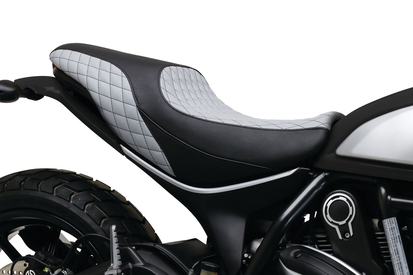 Revere Journey Diamond One-Piece, 2-Up Motorcycle Seat for Ducati Scrambler 800 2015-2023