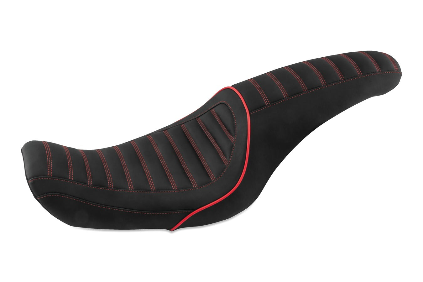 Revere Journey Stripe One-Piece, 2-Up Motorcycle Seat for Harley-Davidson Dyna 2006-2017