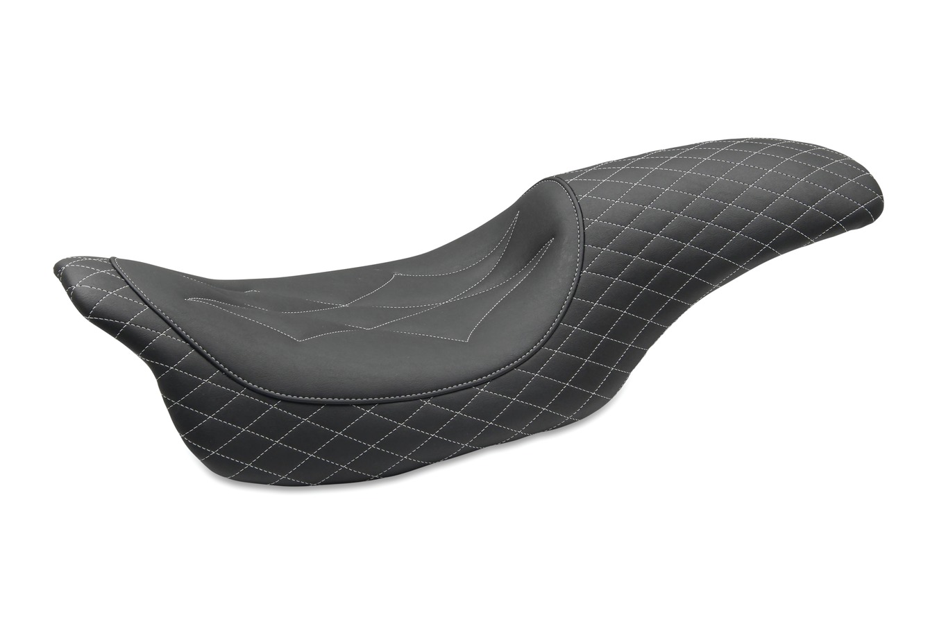 Revere Journey One-Piece Seat for Harley-Davidson Electra Glide Standard, Road Glide, Road King & Street Glide 2008-'23, Diamond, Black with Gunmetal Grey Stitching